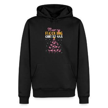 Joyeux flocage de Noël Pink Flamingo - Sweat à capuche Premium bio Homme - noir - Devant - Nico (187cm)