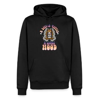 Un peu hippie Un petit capot - Sweat à capuche Premium bio Homme - noir - Devant - Nico (187cm)