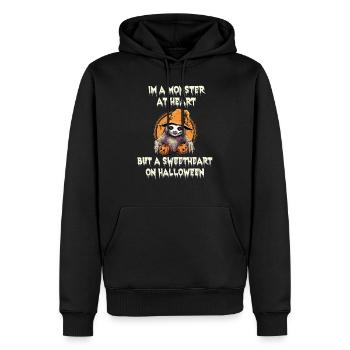 Funny Halloween /Monster at heart T-Shirt - Men’s Premium Organic Hoodie - black - Front - Nico (187cm)