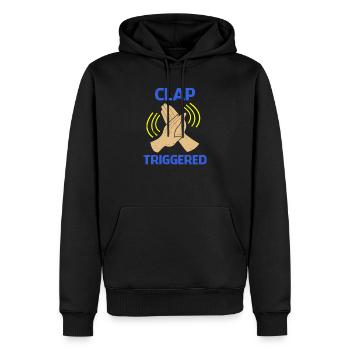Clap Trigger Gag Comedian Funny Prank Joke Pun Pun - Sweat à capuche Premium bio Homme - noir - Devant - Nico (187cm)