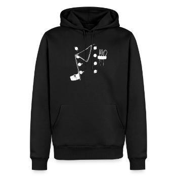 Chef Costume Cuillère Fourchette Cuisine Culinaire - Sweat à capuche Premium bio Homme - noir - Devant - Nico (187cm)