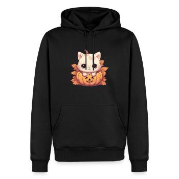 Chat chaton d’Halloween - Sweat à capuche Premium bio Homme - noir - Devant - Nico (187cm)
