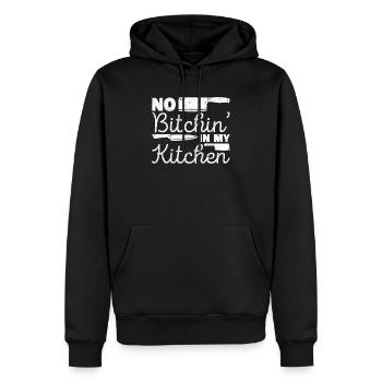 Il n’y a pas de grognement dans ma cuisine Drôle de patron - Sweat à capuche Premium bio Homme - noir - Devant - Nico (187cm)