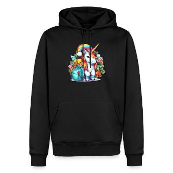 Frohe Weihnachten Einhorn - Zauberhafte Einhorn-Weihnacht - Männer Premium Bio Hoodie - Schwarz - Vorne - Nico (187cm)