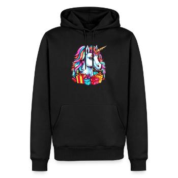Einhorn Motto Weihnachtsfeier - Niedliches Einhorn - Männer Premium Bio Hoodie - Schwarz - Vorne - Nico (187cm)