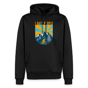 Fahrrad in der Natur I Hate People - Männer Premium Bio Hoodie - Schwarz - Vorne - Nico (187cm)