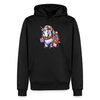 Christmas Unicorn Design - Mignon Licorne Noël - Sweat à capuche Premium bio Homme - noir - Devant - Nico (187cm)