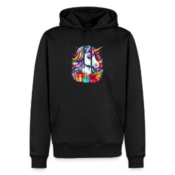 Weihnachten mit Einhorn-Design - Kids Christmas The - Männer Premium Bio Hoodie - Schwarz - Vorne - Nico (187cm)