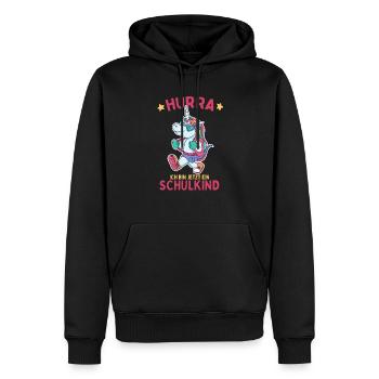 Hurra ich bin jetzt ein Schulkind - Männer Premium Bio Hoodie - Schwarz - Vorne - Nico (187cm)