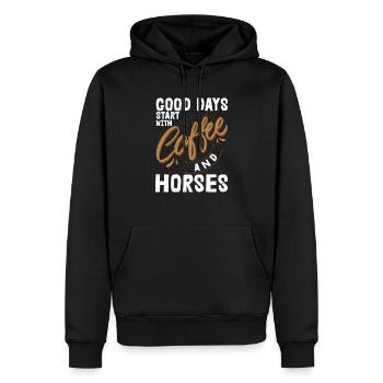 Good Days Start With Coffee & Horses Horseback Rid - Männer Premium Bio Hoodie - Schwarz - Vorne - Nico (187cm)