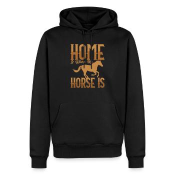 La maison est l’endroit où mon cheval monte une fille à cheval - Sweat à capuche Premium bio Homme - noir - Devant - Nico (187cm)