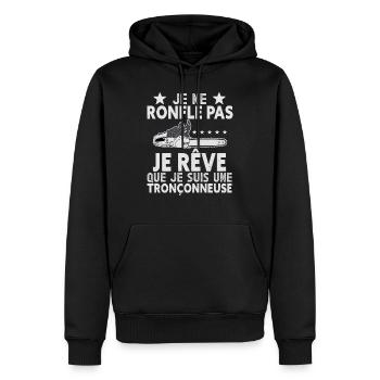 Bûcheron cadeau humour homme tronçonneuse - Sweat à capuche Premium bio Homme - noir - Devant - Nico (187cm)