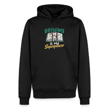 Lesen ist meine Superkraft Lustiges Buch Nerds - Männer Premium Bio Hoodie - Schwarz - Vorne - Nico (187cm)