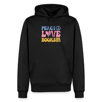 Peace Love Books Funny Book Lover Reading - Men’s Premium Organic Hoodie - black - Front - Nico (187cm)