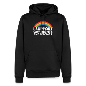 I Support Gay Rights and Gay Wrongs Gays - Men’s Premium Organic Hoodie - black - Front - Nico (187cm)