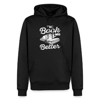 Das Buch war besser Bücher Lustiger Bücherwurm - Männer Premium Bio Hoodie - Schwarz - Vorne - Nico (187cm)