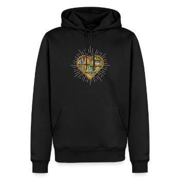 Herz Ich liebe Bücher Lesen Liebhaber Bibliothekar - Männer Premium Bio Hoodie - Schwarz - Vorne - Nico (187cm)