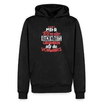 Ich bin mehr Kilometer rückwärts gefahren LKW Fahr - Männer Premium Bio Hoodie - Schwarz - Vorne - Nico (187cm)