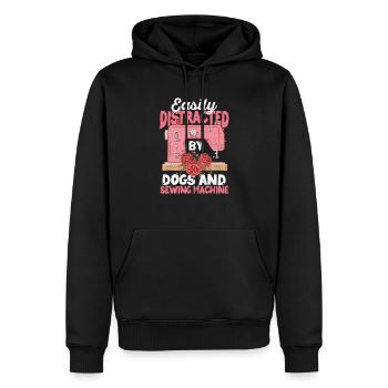 Facilement distrait par les chiens et la machine à coudre Closer - Sweat à capuche Premium bio Homme - noir - Devant - Nico (187cm)