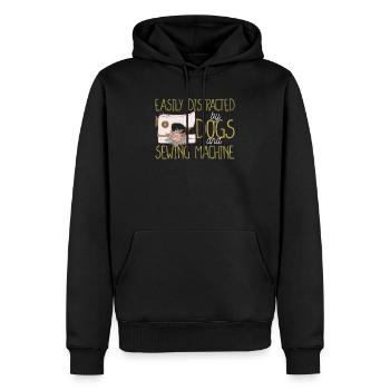 Facilement distrait par les chiens et la machine à coudre Closer - Sweat à capuche Premium bio Homme - noir - Devant - Nico (187cm)