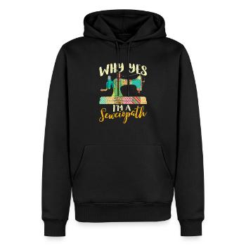 Warum Ja, ich bin ein Sewciopath Lustig Nähen - Männer Premium Bio Hoodie - Schwarz - Vorne - Nico (187cm)