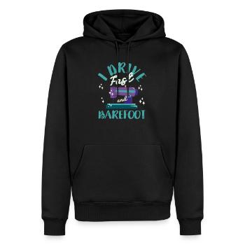 Je conduis vite et pieds nus en tricotant - Sweat à capuche Premium bio Homme - noir - Devant - Nico (187cm)