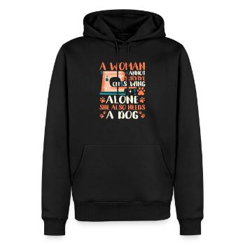 Eine Frau kann nicht nur vom Nähen leben - Männer Premium Bio Hoodie - Schwarz - Vorne - Nico (187cm)