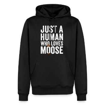 just a human who loves moose - Men’s Premium Organic Hoodie - black - Front - Nico (187cm)