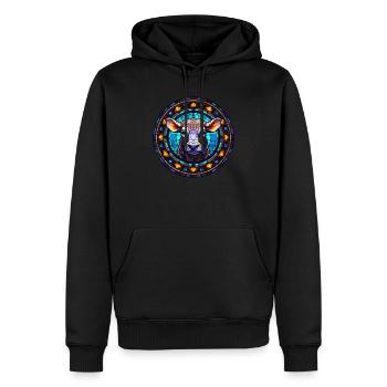 Stained Glass Artist - Cow Stained Glass Art - Sweat à capuche Premium bio Homme - noir - Devant - Nico (187cm)