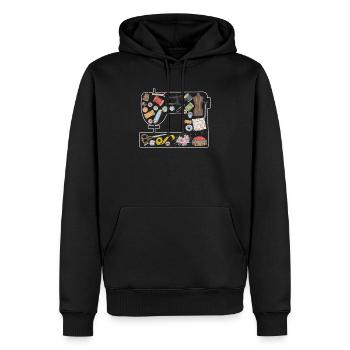 Quilting Tools Sewing Machine Silhouette Quilters - Sweat à capuche Premium bio Homme - noir - Devant - Nico (187cm)