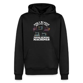 Yes, I really need all these sewing machines - Men’s Premium Organic Hoodie - black - Front - Nico (187cm)