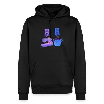 Nähmaschine Kaffee Lustig Nähen Quilten Näherin - Männer Premium Bio Hoodie - Schwarz - Vorne - Nico (187cm)