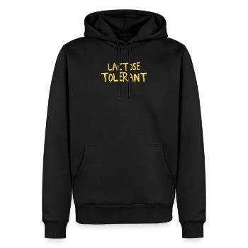 Drôle d’humour tolérant au lactose Nourriture végétalienne sans produits laitiers - Sweat à capuche Premium bio Homme - noir - Devant - Nico (187cm)