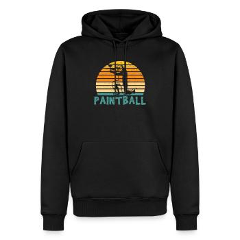 Silhouette de joueur de paintball rétro en détresse - Sweat à capuche Premium bio Homme - noir - Devant - Nico (187cm)