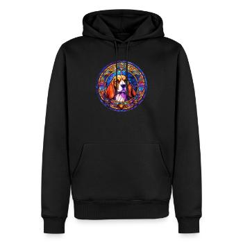Design de vitrail - Beagle Dog en vitrail - Sweat à capuche Premium bio Homme - noir - Devant - Nico (187cm)