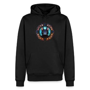 Unique Holy Cat Art Design - Art du vitrail - Sweat à capuche Premium bio Homme - noir - Devant - Nico (187cm)