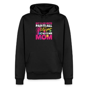 Mein Lieblings-Paintballspieler nennt mich Mama - Männer Premium Bio Hoodie - Schwarz - Vorne - Nico (187cm)
