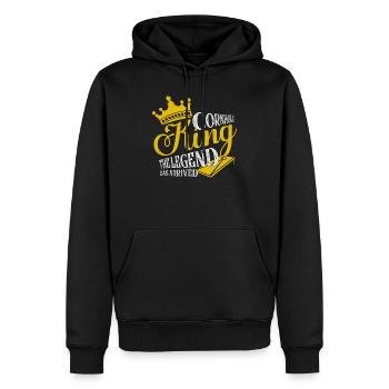 Cornhole King La légende est arrivée Joueur Bean B - Sweat à capuche Premium bio Homme - noir - Devant - Nico (187cm)
