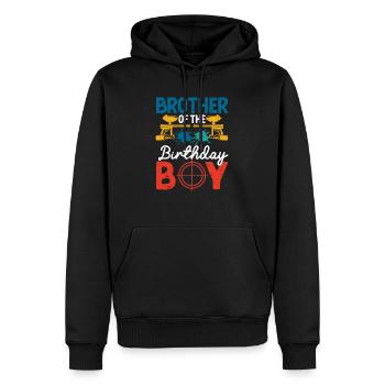 Bruder des Geburtstagskindes Lustiger Paintball - Männer Premium Bio Hoodie - Schwarz - Vorne - Nico (187cm)