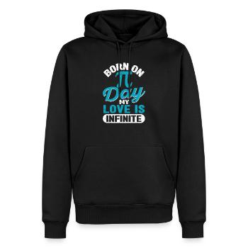 Né le jour de Pi Mon amour est infiniment drôle - Sweat à capuche Premium bio Homme - noir - Devant - Nico (187cm)