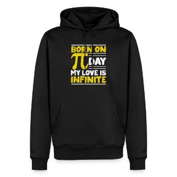 Né le jour de Pi Mon amour est infiniment drôle - Sweat à capuche Premium bio Homme - noir - Devant - Nico (187cm)