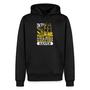 Ich bin der erste Offizier Lustig Bootfahren See - Männer Premium Bio Hoodie - Schwarz - Vorne - Nico (187cm)