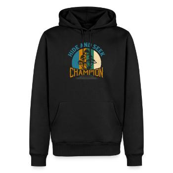Mycologue champignon champion de cache-cache - Sweat à capuche Premium bio Homme - noir - Devant - Nico (187cm)