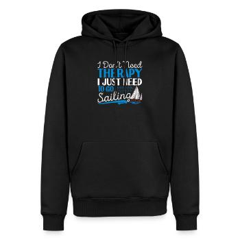 Ich brauche keine Therapie, ich muss nur segeln - Männer Premium Bio Hoodie - Schwarz - Vorne - Nico (187cm)