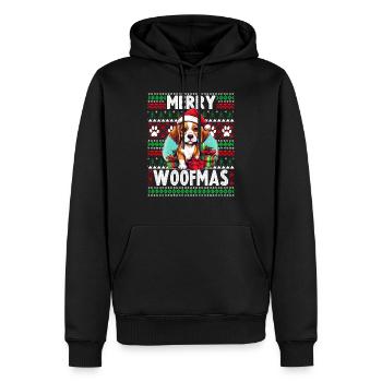 Pull de Noël moche Beagle Dog - Chien de Noël - Sweat à capuche Premium bio Homme - noir - Devant - Nico (187cm)