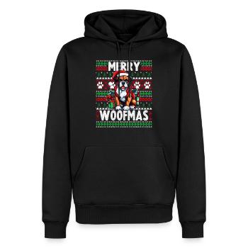 Chien boxer de Noël en famille - Sweat de Noël moche - Sweat à capuche Premium bio Homme - noir - Devant - Nico (187cm)
