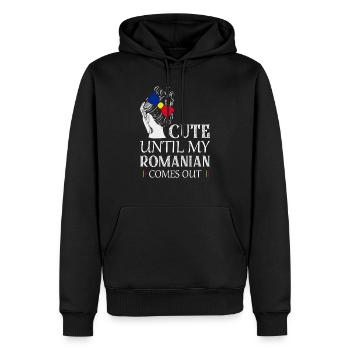Cute Until My Romanian Comes Out Patriotic Romania - Männer Premium Bio Hoodie - Schwarz - Vorne - Nico (187cm)