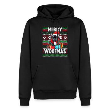 Pull de Noël moche Chien bouledogue Français - Chien Ch - Sweat à capuche Premium bio Homme - noir - Devant - Nico (187cm)
