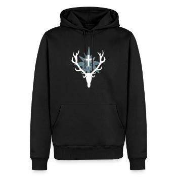 Weißer Hirsch - Zeichen für Jagd und Jäger - Männer Premium Bio Hoodie - Schwarz - Vorne - Nico (187cm)