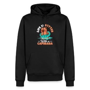 La vie est meilleure avec un Capybara Capibara Owner Rode - Sweat à capuche Premium bio Homme - noir - Devant - Nico (187cm)